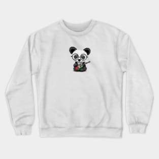 Baby Panda Playing Palestinian Flag Guitar Crewneck Sweatshirt